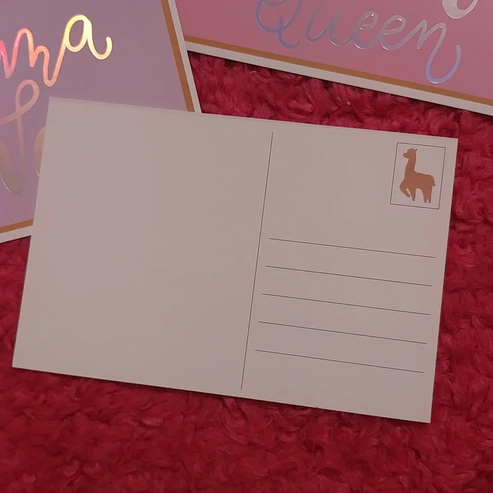 4/$15 🌻 NWT Set of 4 Holographic Llama Postcards pink & purple